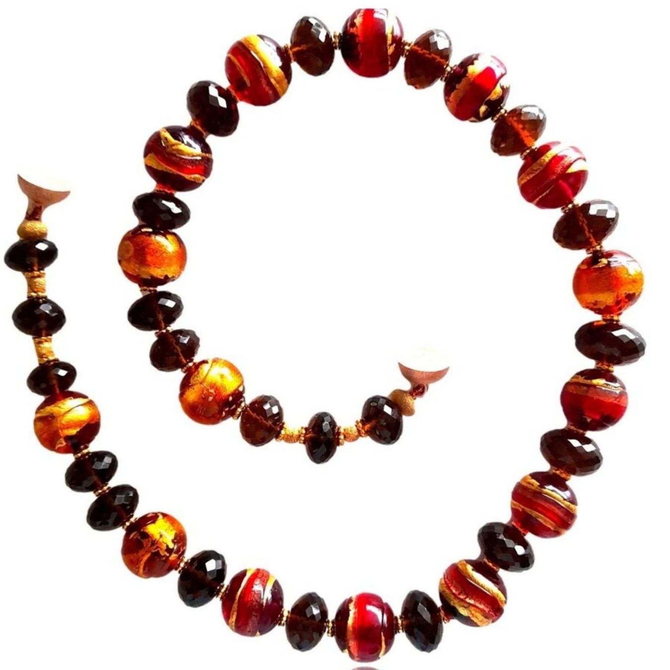 Murano Ketten: Statement Halskette Collier Muranoglas Blattgold Rauchquarz – Neu und originalverpackt aus Lütisburg von Emarra 3