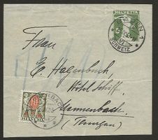1933  5 Rp. Streifband Vorderseite von Baden PORTO