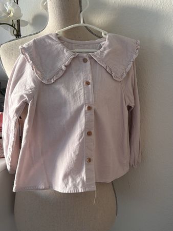 Chemisier Zara enfant, rose/lila, col volanté, taille 104