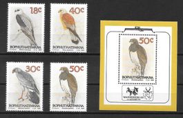 Bophuthatswana Serie 223-226 + Block Greifvögel ** 1.9.1989