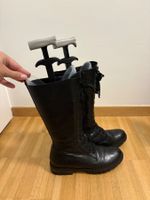 Damen Schnürstiefel schwarz aus Leder, Grösse 38