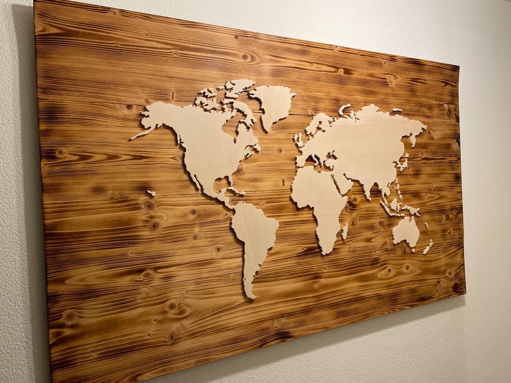 Weltkarte Bild Holz