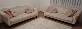 2x Beliani SKIEN 3-Sitzer Sofa – Samt Beige