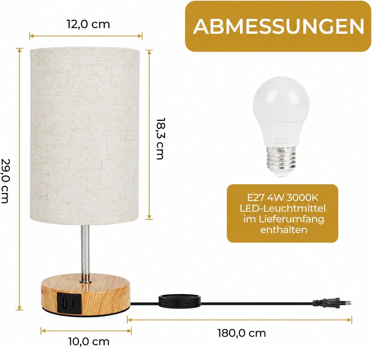 Lampade: 2x LED Nachttischlampe Touch dimmbar mit USB – Nuovo e nell'imballaggio originale da Nuglar venduto da SmartLiving24 3