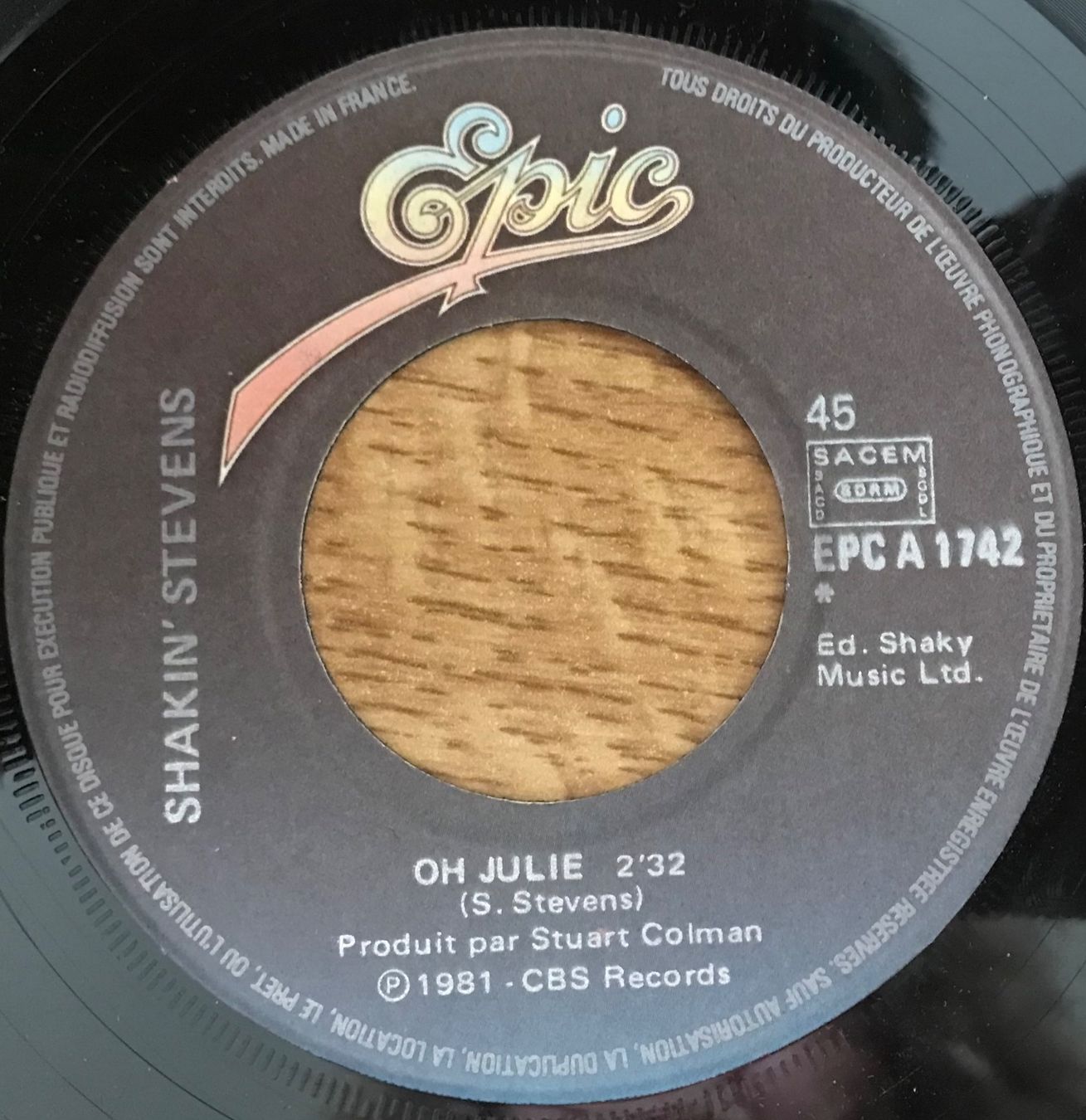Dischi in vinile: SHAKIN STEVENS - OH JULIE – Usato da Bussigny venduto da vinyl-pas-cher 3