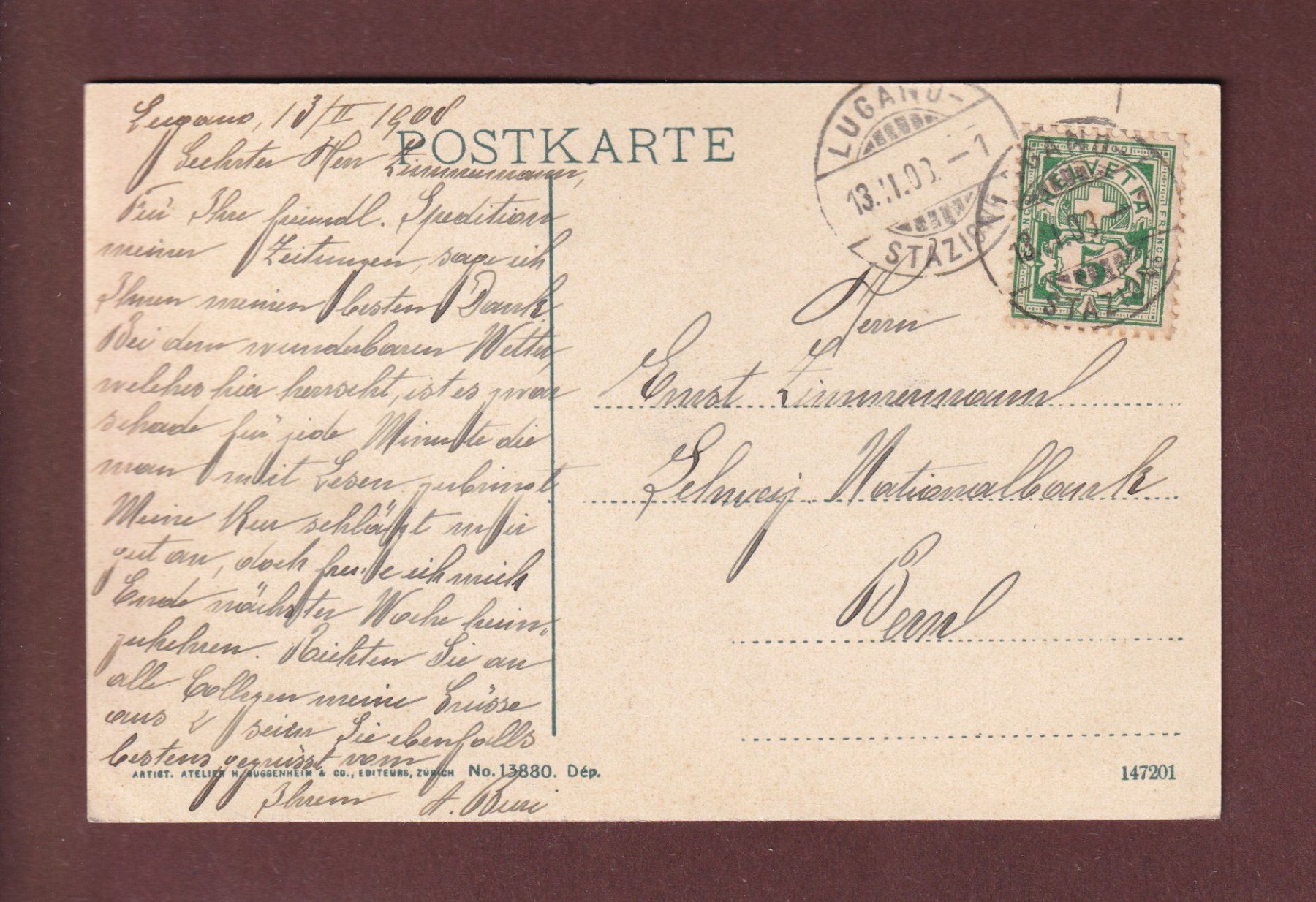 Cartoline postali: LUGANO - San Salvatore - 1908 – Usato da Pully venduto da nicecards-shop 1