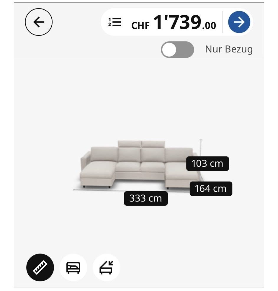 Ikea Sofas: VIMLE SOFA  hellgrau 333x164cm guter Zustand – Gebraucht aus Brüttisellen von nat_5622 1