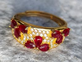 Gold Ring mit echten Rubinen aus Massivem 925 Silber