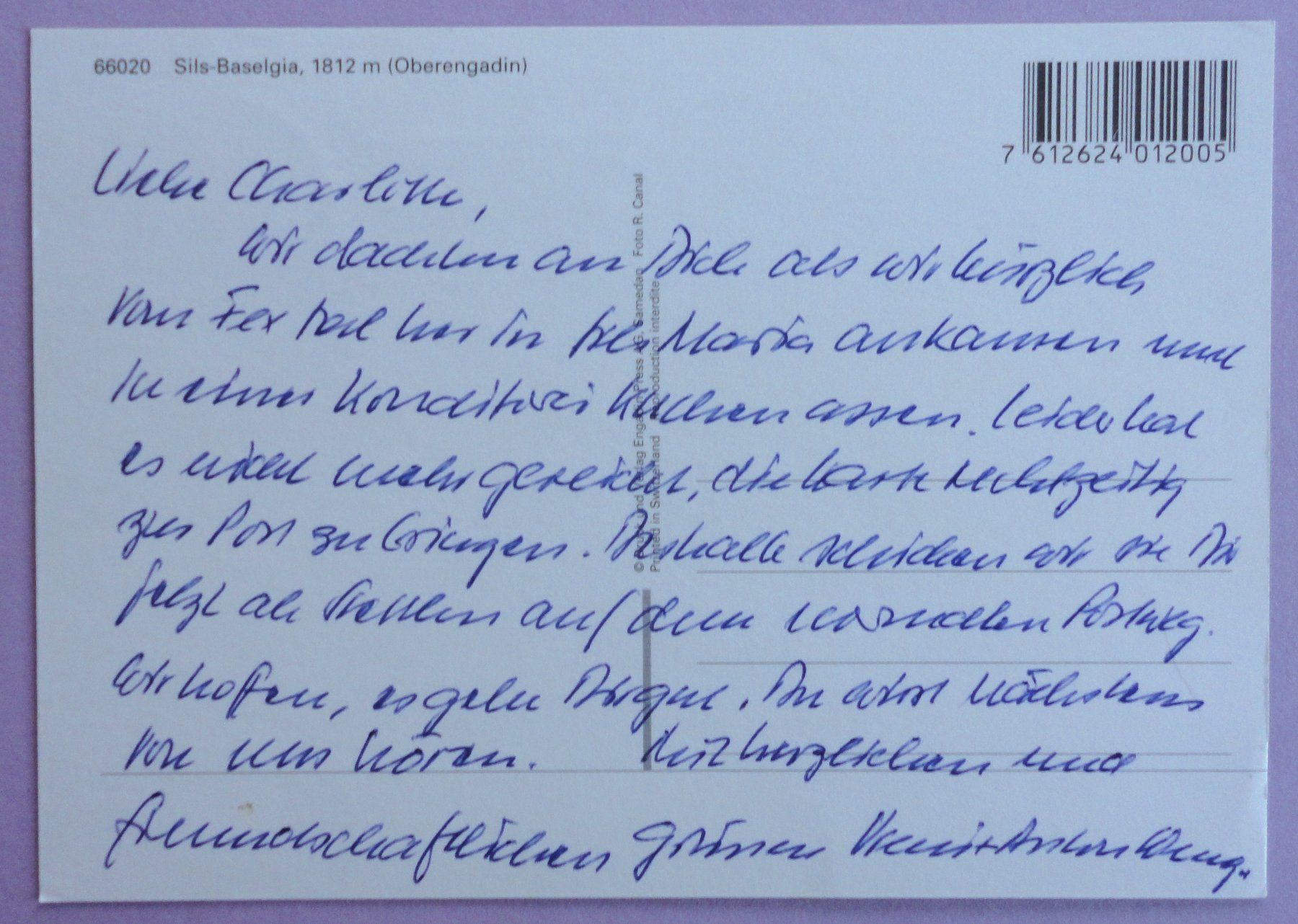 Cartoline postali: Sils-Baselgia, 1812 m – Difettoso da Fétigny venduto da Billy2miny 1