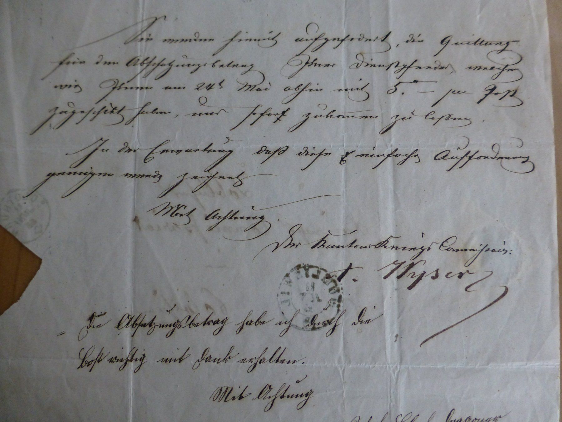 Dokumente: Militär, Solothurn Der Kantons Kriegs Commissar 1855 – Gebraucht aus Bettlach von 1saurer 5