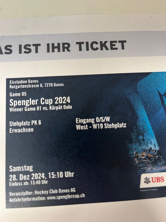 Spengler Cup 2024 Stehplätze für Spiel 2 & 5 Kaufen auf Ricardo