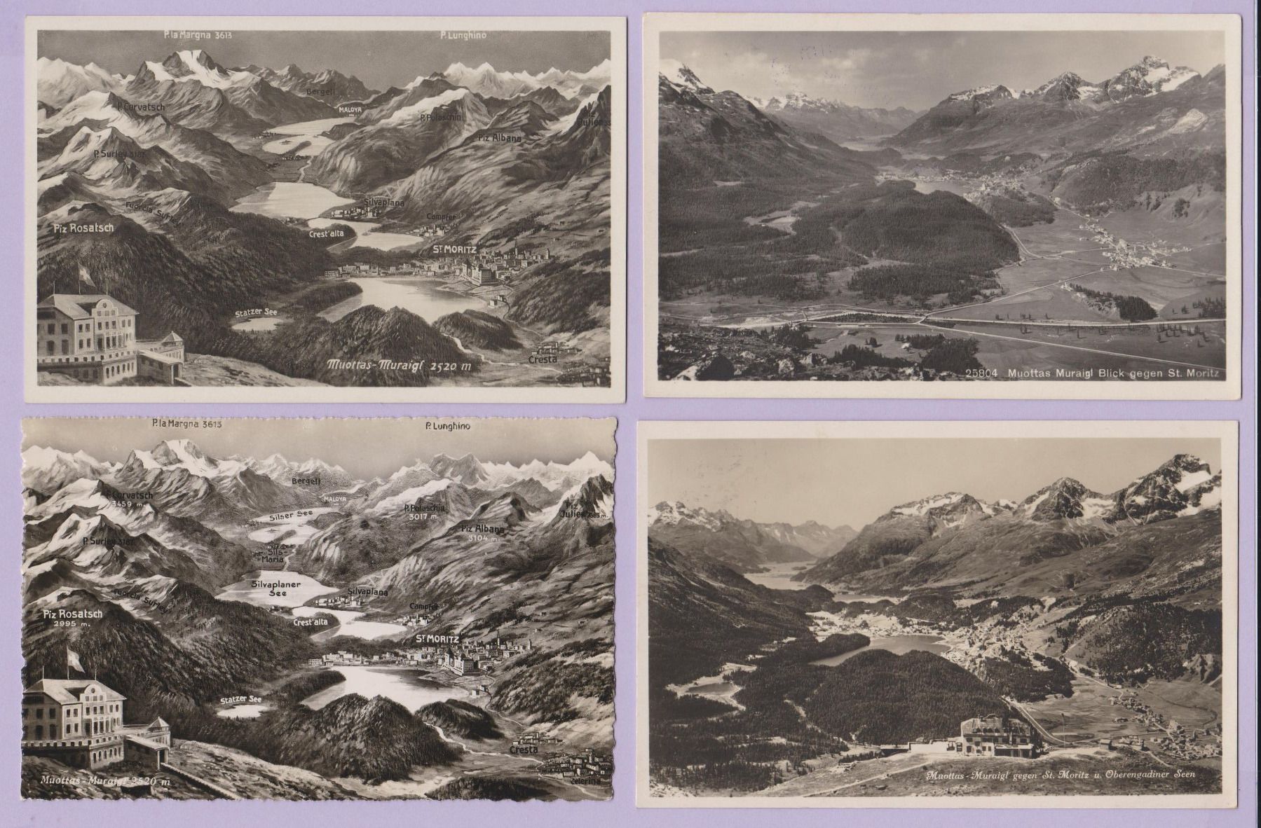 Cartoline postali: Muottas Muraigl   :   4 alte Ansichtskarten – Usato da Vitznau venduto da Ropaku