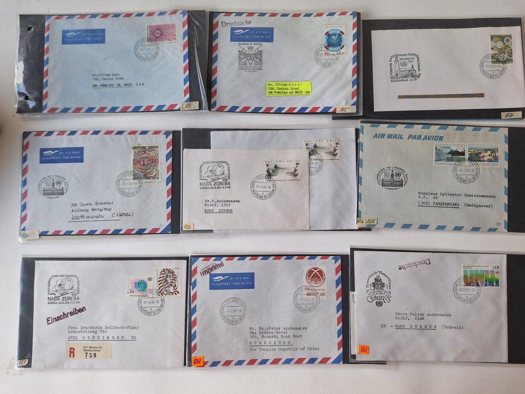 Tutti i francobolli: 90  Briefe UNO Genf mit Sonderstempel – Usato da Zürich venduto da t24_de 1