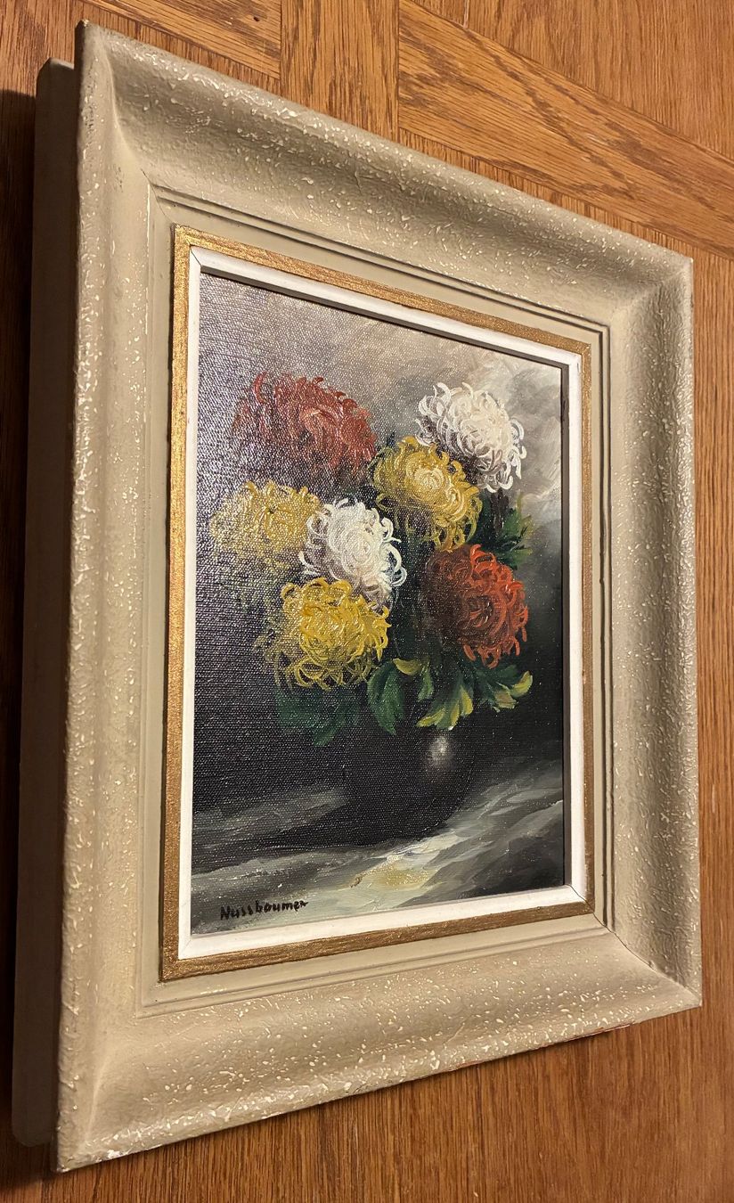 Gemälde: NUSSBAUMER - Chrysanthemen - Öl / Lw - Ca. 1950/60 – Gebraucht aus Meinisberg von duveen 4