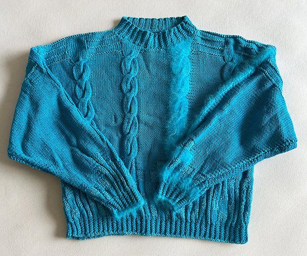 Pullover & Sweatshirts: PETROL | Handgestrickter Pullover S | Strickpulli Zopfmuster – Gebraucht aus Engelburg von Rmueller 6