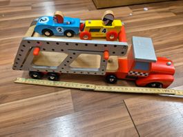Autotransporter mit Rennwagen, Janod Holz K9