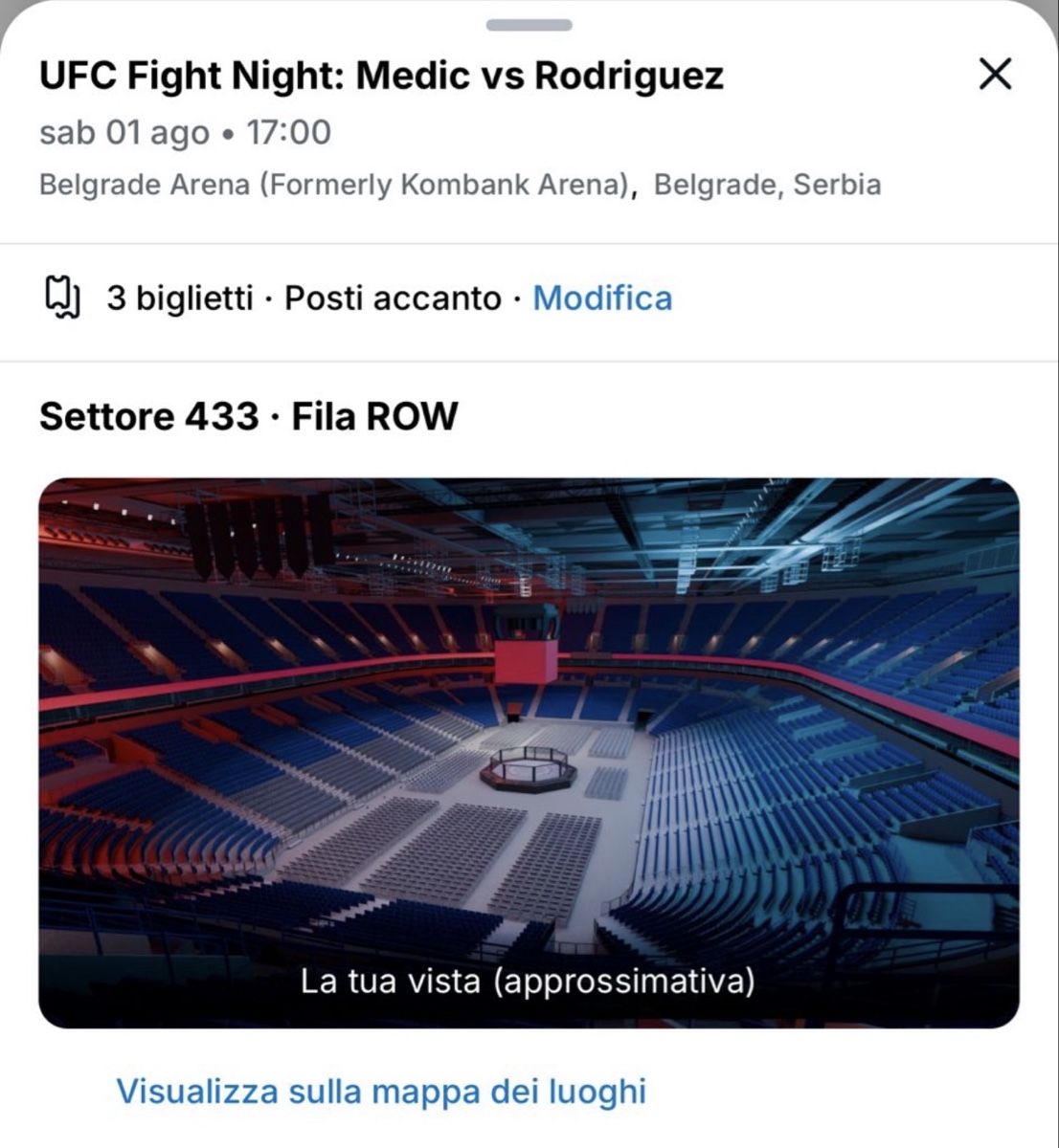 Biglietti: 3x UFC Fight Night Belgrade Tickets - Section 433 – Nuovo e nell'imballaggio originale da Gandria venduto da PokeBrothersCH 3