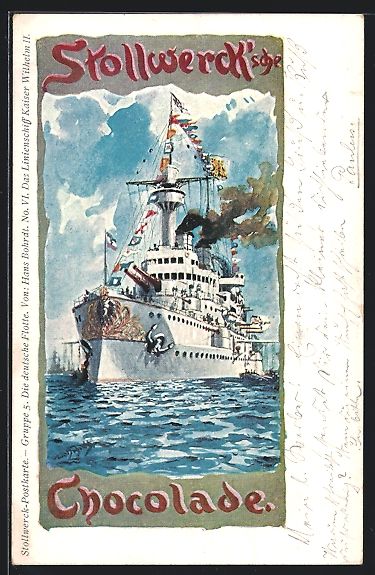 Cartoline postali: Hans Bohrdt: Linienschiff Kaiser Wilhelm – Usato da Berlin venduto da bartko-reher