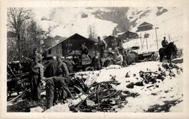 Schweizer Soldaten im Winterdienst, Pferdefuhrwerke, 1. WK