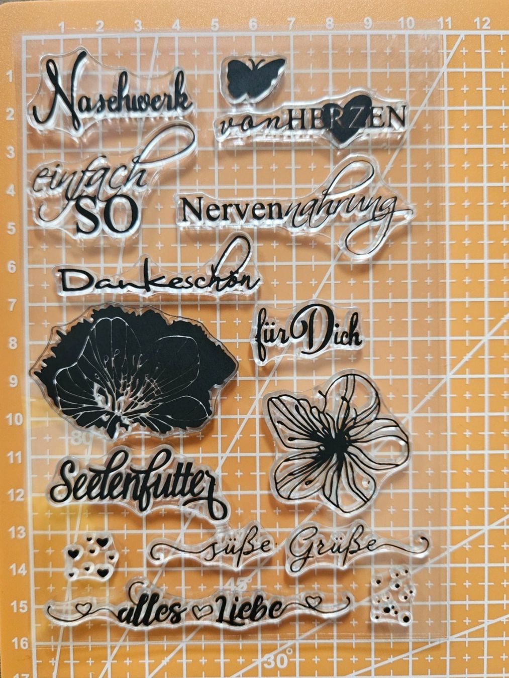 Timbri: Silikonstempel Nr.773, diverse Texte – Nuovo e nell'imballaggio originale da Gretzenbach venduto da Fliegepilz56 1