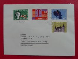 1958 Nr.334-337 auf Ersttagsbrief, nach Deutschland, 50.-+