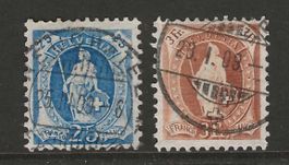 1907/08 : Stehende Helvetia Nr. 95B + 100B, KP 155.--