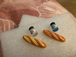 Miniaturen für das Puppenfrühstück,Baguette und Confi Gläsli
