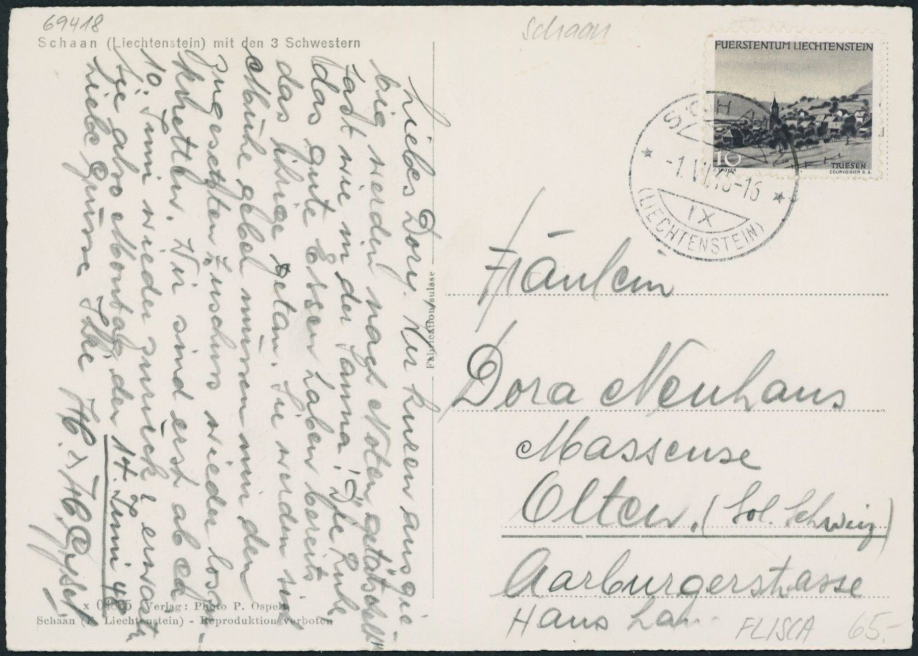 Cartoline postali: FL Schaan – Usato da Schindellegi venduto da dolpitz 1
