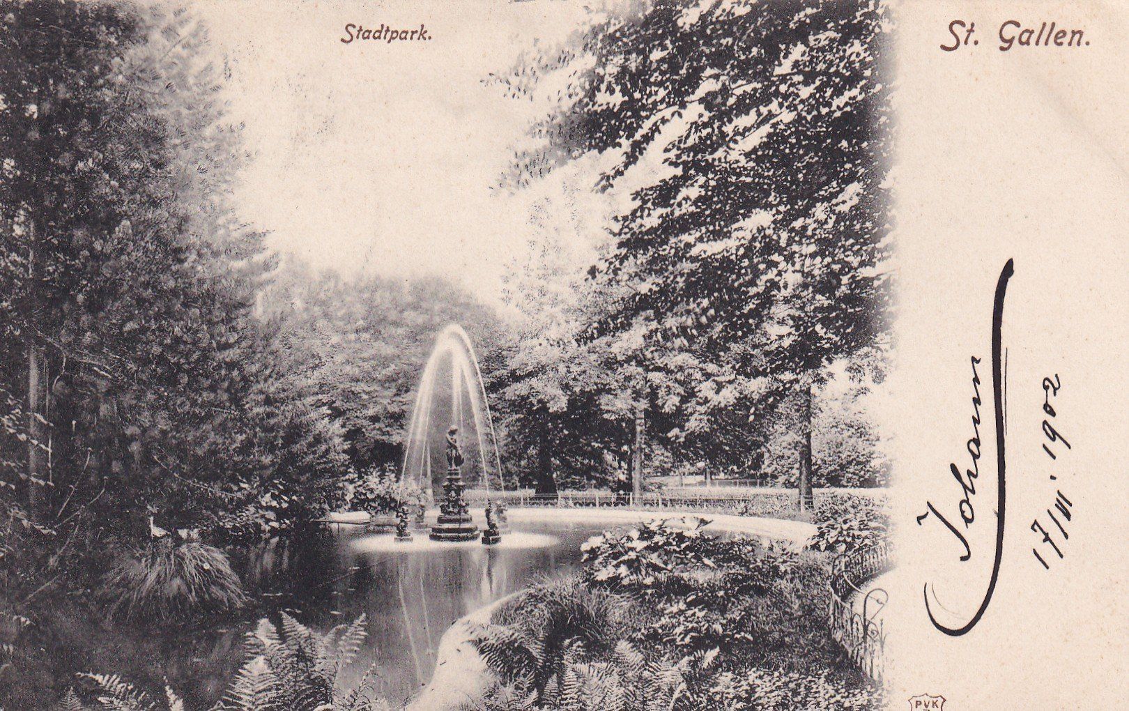 Cartoline postali: St. Gallen Stadtpark  1902 – Usato da Cormoret venduto da Pascalll2001