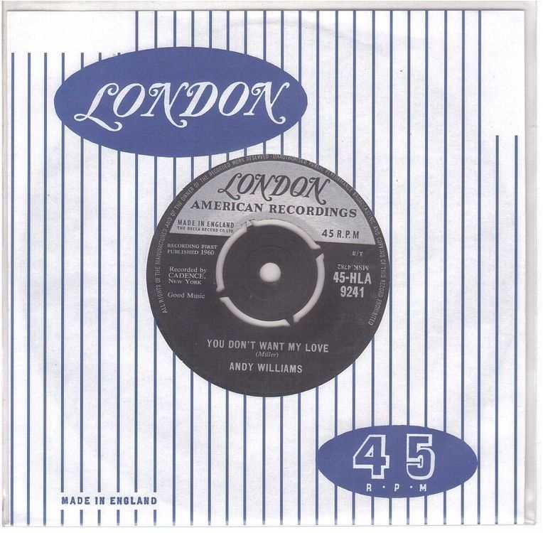 Dischi in vinile: Andy Williams  --  Don`t go to Strangers  Single7 – Usato da Rheinau venduto da thealbum