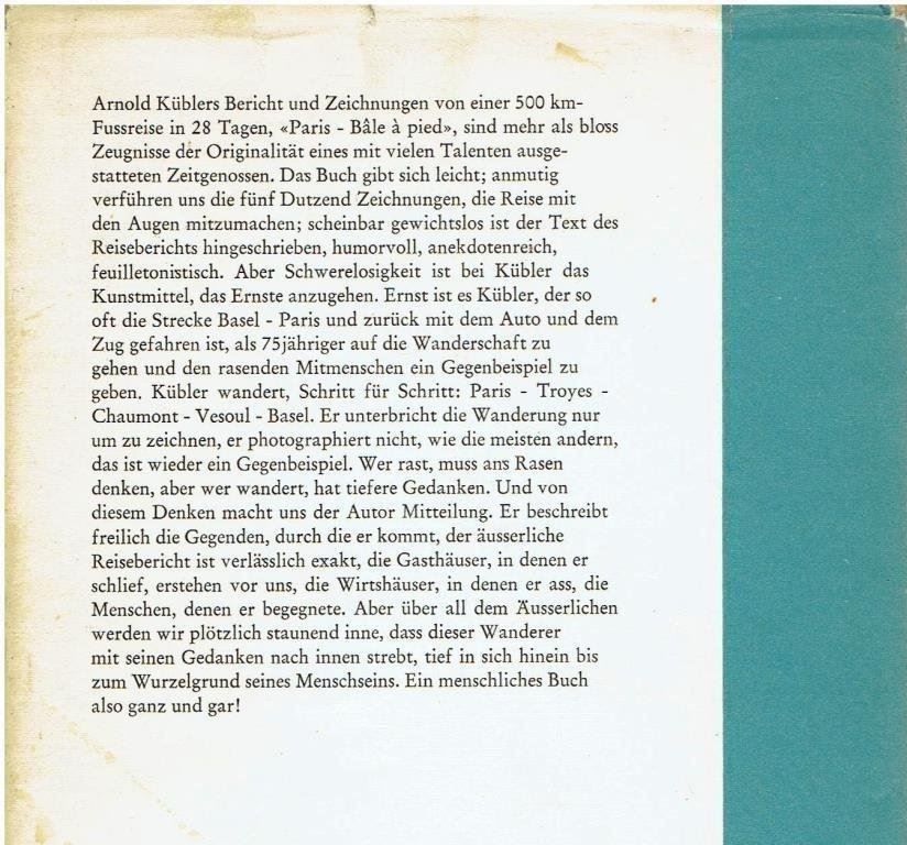 Bücher: Arnold Kübler Paris-Bâle â pied – Gebraucht aus Flims - Dorf von Stagediver 1