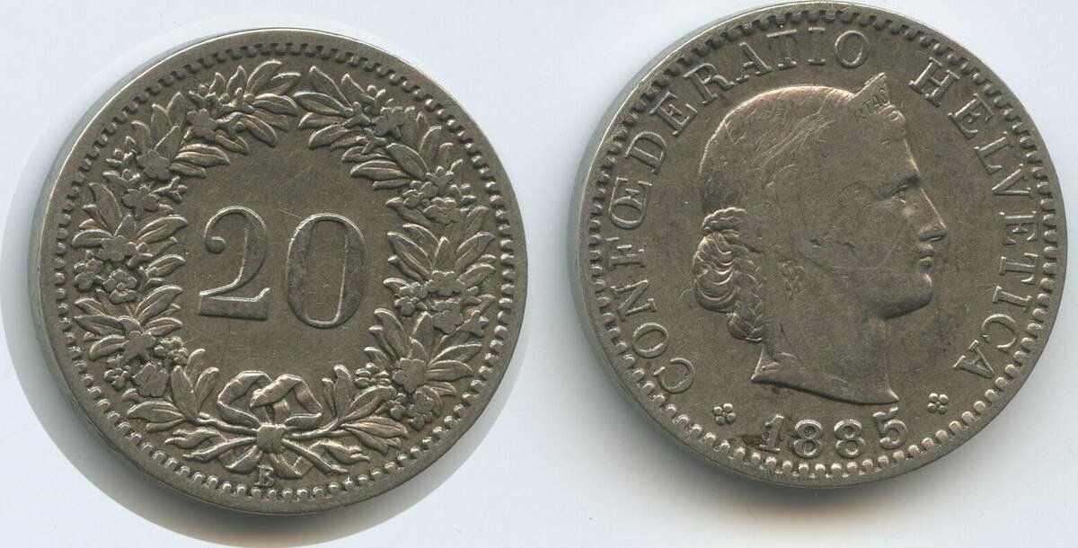 Alle Münzen: 5 Rappen Schweiz 1885 – Gebraucht aus Kriens von TSCH1
