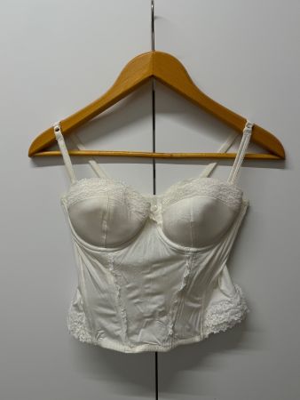 Vintage Corsett-Top Weiss, Grösse 75B - Schöne Details!