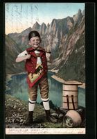Knabe mit Pfeife in Appenzeller Tracht a