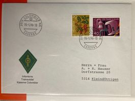 Schweiz 1996 Feldpostbrief Kaserne Colombier Infanterie