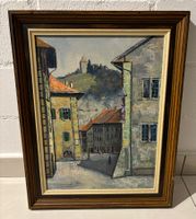 Ölgemälde Altstadt Fribourg, signiert, Max Clement gerahmt