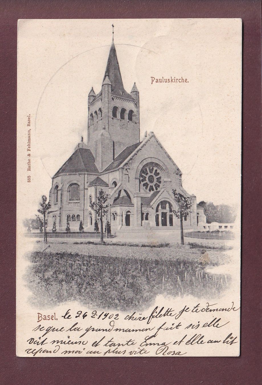 Ansichtskarten: BASEL - Pauluskirche - 1902 – Gebraucht aus Pully von nicecards