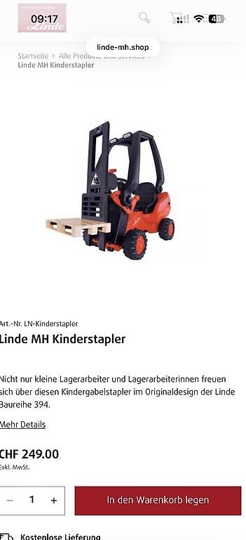 Veicoli per bambini: Linde Kinderfahrzeug Gabelstabler – Usato da Alberswil venduto da 400589611 2