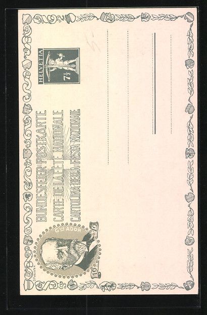 Cartoline postali: Schweizer Bundesfeier 1919, Gottfried Ke – Usato da Berlin venduto da bartko-reher 1