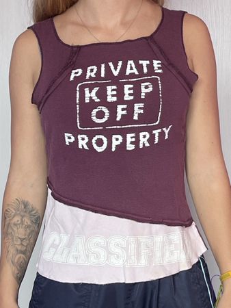 Débardeur violet avec inscription imprimée, taille S