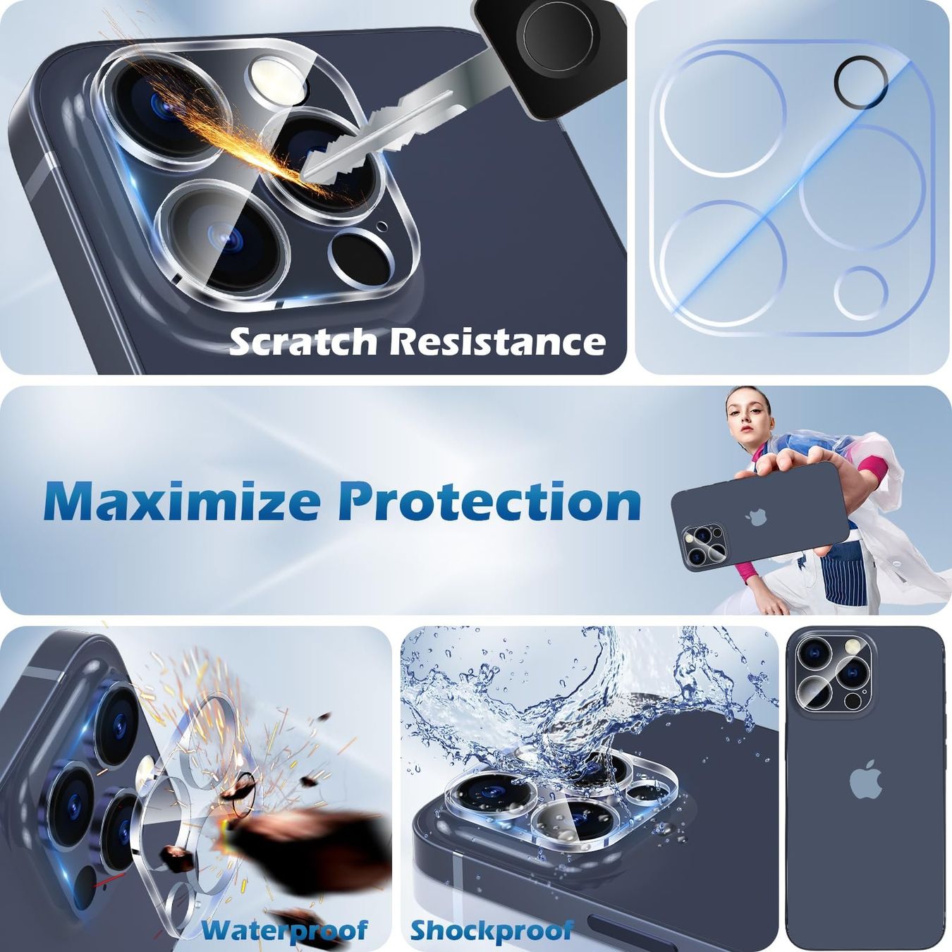 Cover & Protezioni schermo: iPhone 16 Pro(max) - Lot de 2 protections caméra en verre – Nuovo e nell'imballaggio originale da Morges venduto da DigiAC 2