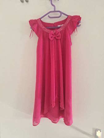 Festlich Pailletten Sommerkleid pink - NEU