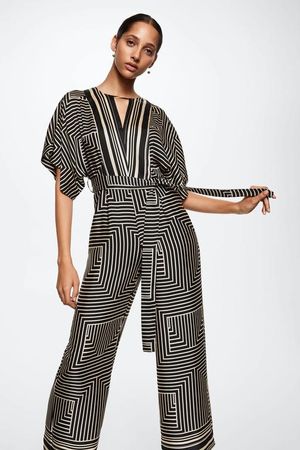 Mango Jumpsuit geometrischer Print Gr. XS Damen Einteiler 