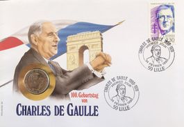MÜNZBRIEF 100 GEBURTSTAG CHARLES DE GAULLE