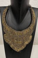 Collier fantaisie imposant style reine impératrice doré NEUF