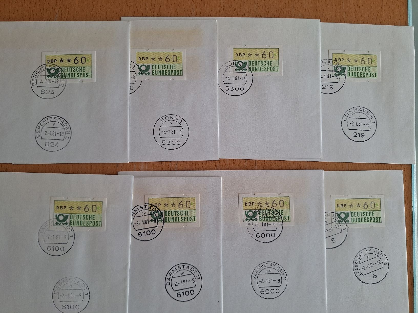 Tutti i francobolli: 14 versch. FDC Automatenharken Bund 2.1.81 – Usato da zumikon venduto da lotegrandote 1