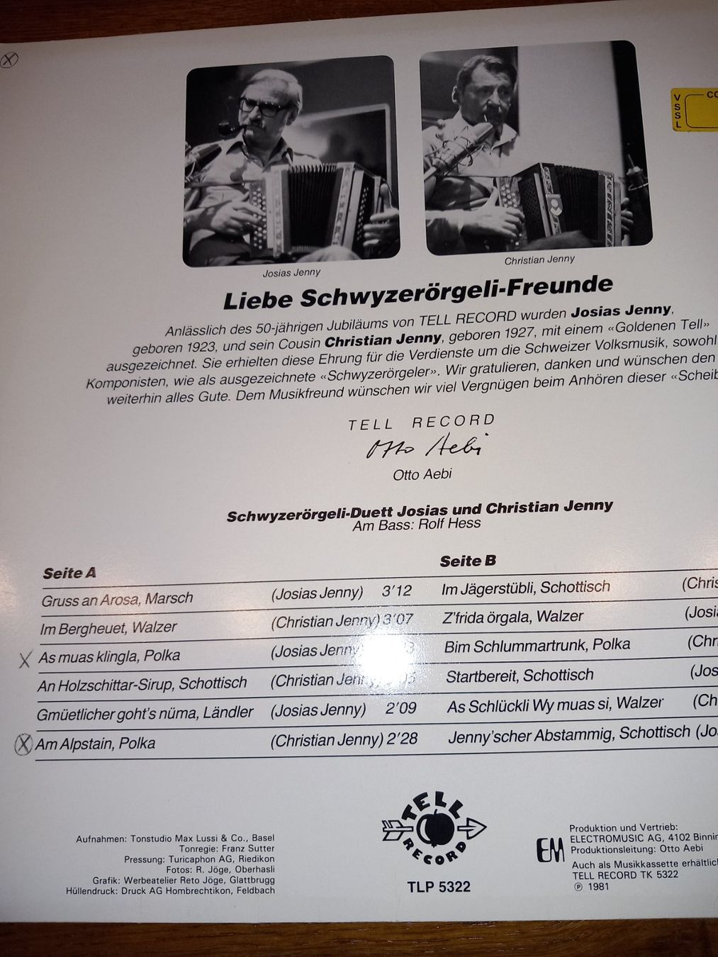 Dischi in vinile: Vinyl schwyzerorgeliduo – Usato da Le locle venduto da juliensaran 2