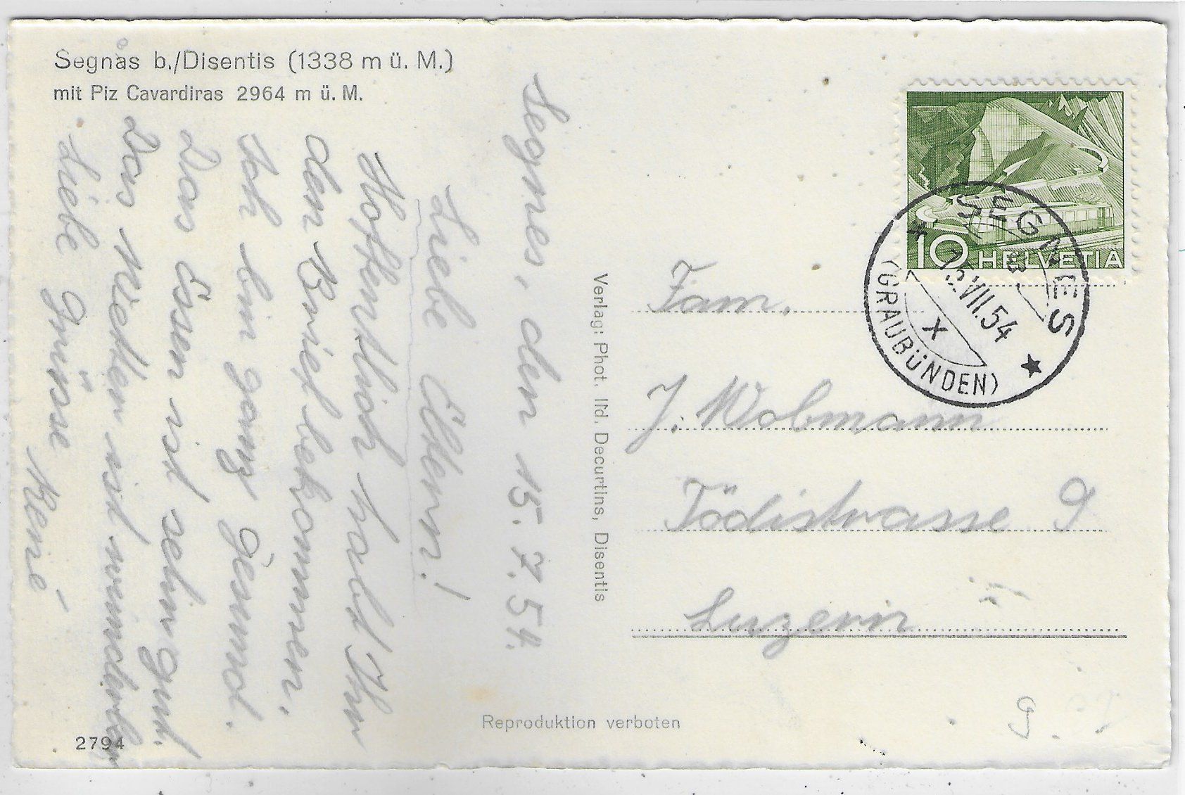 Cartes postales: Segnas bei Disentis – D'occasion à Ettingen par Kartenplanet 1