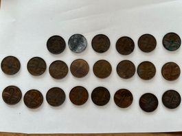 Lot 23 pièces de 2ct 1936 - 1968