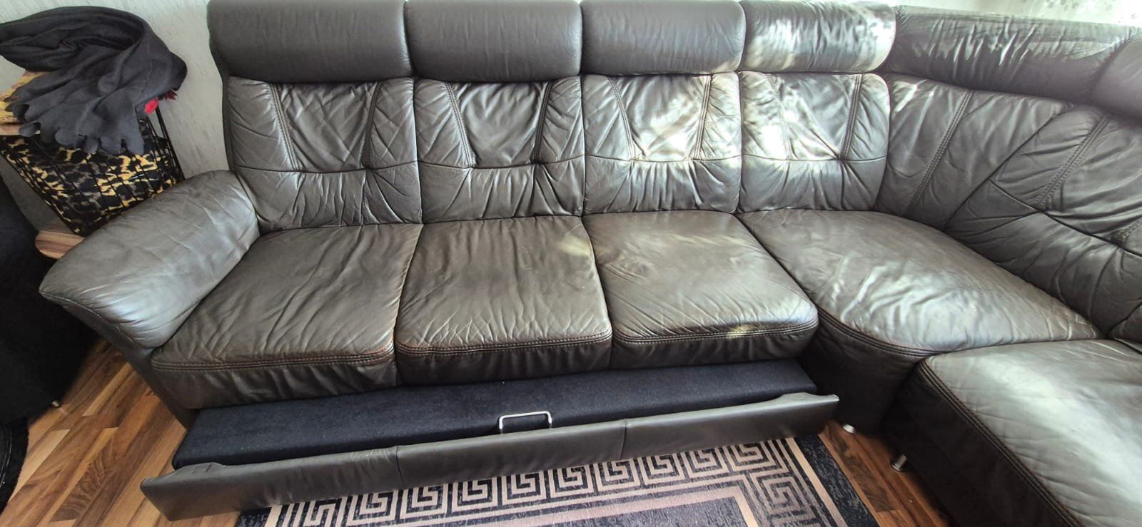 Sofas: Echtleder Ecksofa mit Bettfunktion – Gebraucht aus Möhlin von Kartalsinan 3